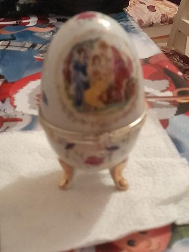 xalça naxışları: Porcelan yumurta formalı bijuter qutusu - Material: parlaq ağ — 9
