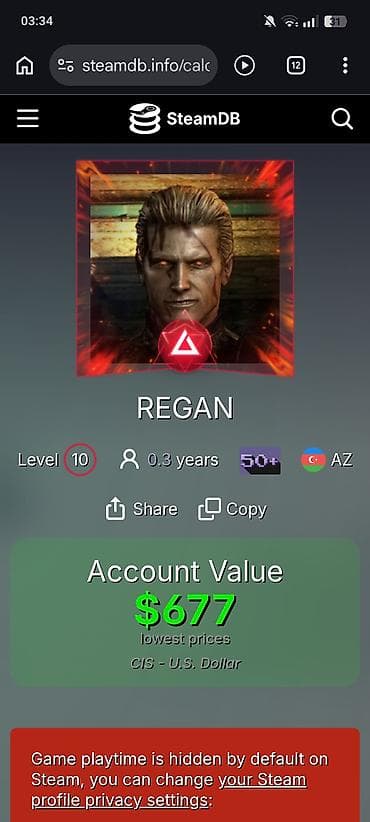 Məhsul: Steam hesabı – “REGAN” Xüsusiyyətlər: - Level: 10 - Yaş