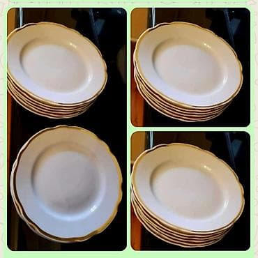 Çay dəsti, rəng - Ağ, Farfor, 6 nəfərlik, SSRİ