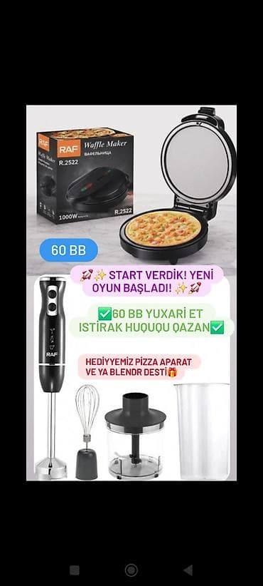 RAF R.2522 Vafli aparat və RAF əl blender dəsti RAF Waffle Maker