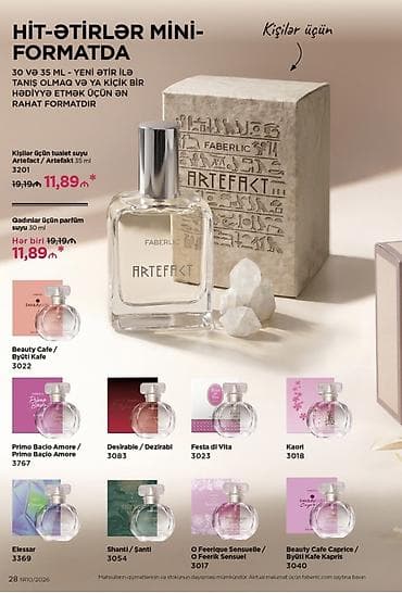 Faberlic hit ətirləri – mini formatda - Həcmlər: 30 ml (qadınlar üçün