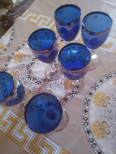 qab qacax: Qədəhlər, rəng - Göy, Şüşə, 6 ədədli dəst — 2