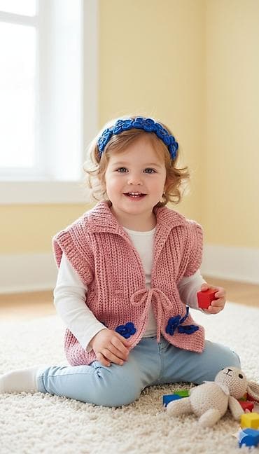 Игрушки: Məhsul: Əl işi uşaq trikotajları - Model 1: Çəhrayı rəngdə qalın — 2