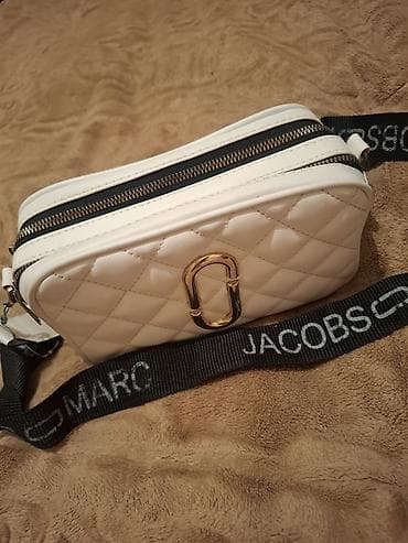 marc jacob: Marc Jacobs üslubunda qadın çantası. Ağ rəngdə, romb naxışlı yumşaq — 1