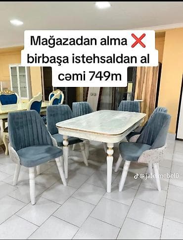 Qonaq otağı üçün, Yeni, Açılmayan, Dördbucaq masa, 6 stul — 1