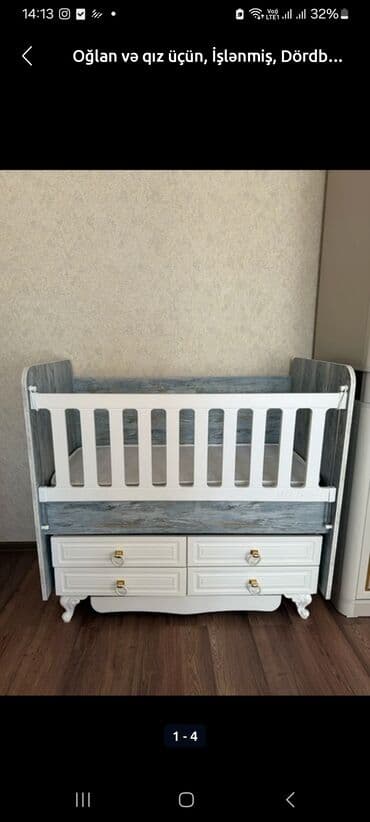 umivalnik satilir: Oğlan və qız üçün, İşlənmiş, Dördbucaq, Beşik, Dəstsiz, Matras ilə, Yellənmə mexanizmsiz — 1