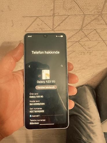 samsung telfonu: Samsung Galaxy A33 5G, 128 GB, rəng - Mavi, Barmaq izi — 8