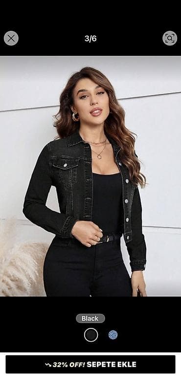 jordan jaket: Qadınlar üçün qara cins jaket - Rəng: Black (qara) - Material — 1