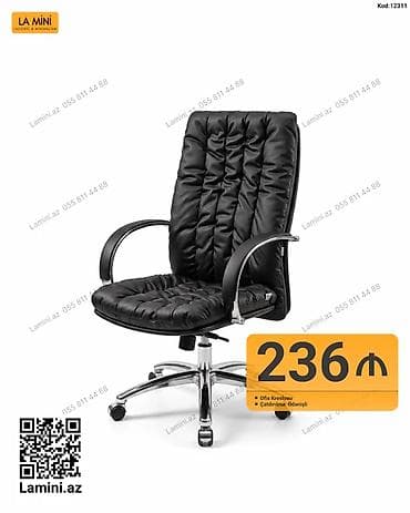 Ofis kreslosu – kod: 12311 - Rəng: qara - Material: yumşaq — 1