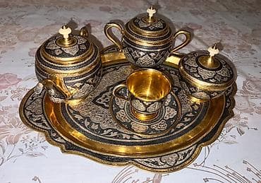 antik servis: Çay dəsti, rəng - Qızılı, Metal — 2