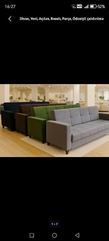 Divan, Yeni, Açılmayan, Bazalı, Vеlur parça, Ödənişli çatdırılma