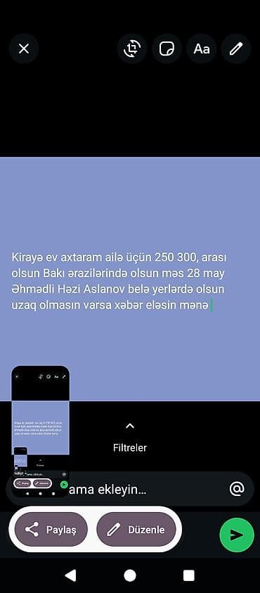 alatava kiraye ev: Ailə üçün kirayə ev axtarılır. ailə üçün - Büdcə: 250–300 - Şəhər — 1