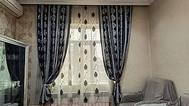 hazir perde: Qara-gümüş rəng palitrasında klassik naxışlı 2 ədəd pərdə dekoru — 2