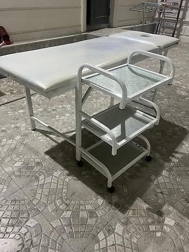 Салонные, медицинские комплекты мебели: Masaj/Estetik yatağı və servis arabası dəsti - Rəng: ağ - Masaj — 2