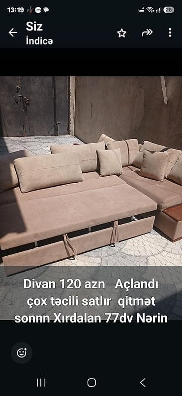 Divan 120 azn Açlandı çox təcili satlır qitmət sonnn Xırdalan 77dv
