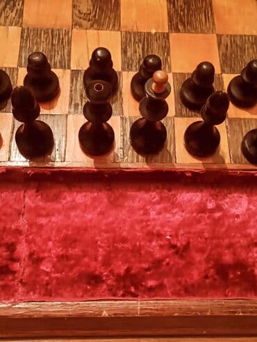 masaüstü futbol oyun seti: Taxta şahmat dəsti – qutulu, əl işinə bənzər klassik model — 6