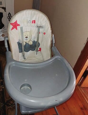 məktəb çantaları qız üçün: Uşaq yemək stulu - Rəng: boz plastik masa və konstruksiya, krem — 1