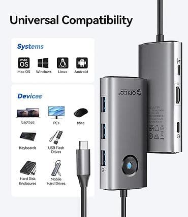 komp: 🔌 ORICO PW11-6P 6-in-1 USB-C Hub – Hər zaman, hər yerdə funksionallıq! — 5