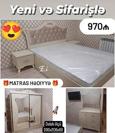 perla tv stend: Yataq otağı dəsti – yeni və sifarişlə Tərkibi: - Yumşaq başlıqlı — 1