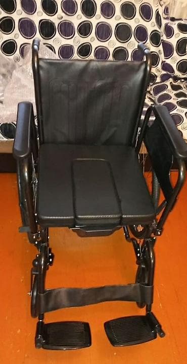 Инвалидные коляски: Tualet qablı əlil arabası - Material: möhkəm polad karkas, süni dəri — 3