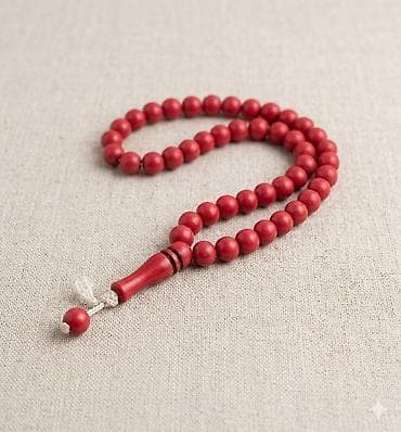Qırmızı təsbeh - Material: sade materialdan hazırlanmış, cilalanmış