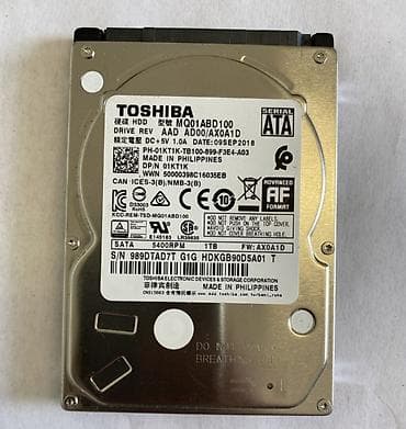 su qizdirici ariston: Daxili Sərt disk (HDD) Toshiba, 1 TB, 5400 RPM, 2.5" — 1