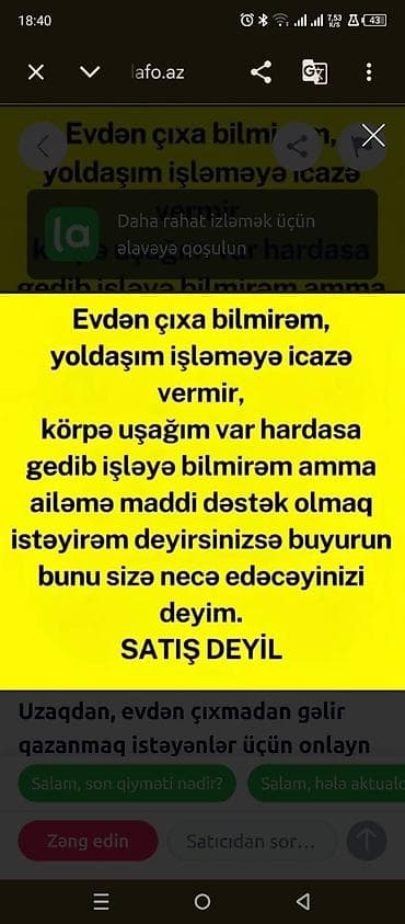 Xanımlar üçün Online iş evdən işləyərək əlavə gəlir qazanmaq