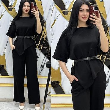 partalar: İki parça qadın dəsti – bluz və şalvar - Model: rahat kəsimli — 1