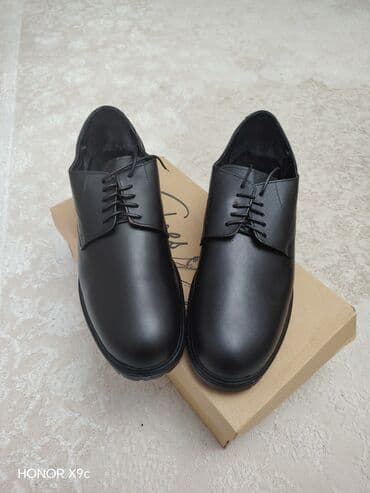 Asia: Dəri materialdan hazırlanmış qara rəngli kişi ayaqqabıları. Bağcıqlı — 10