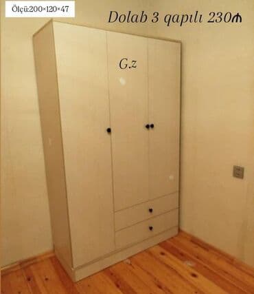 Açılan, 3 qapılı Düz dolab, Qarderob, paltar dolabı