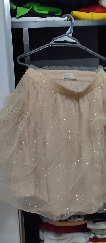 mini geyim: Parıltılı tull ətək - Rəng: açıq bej/şampan - Material: üst qat xırda — 1