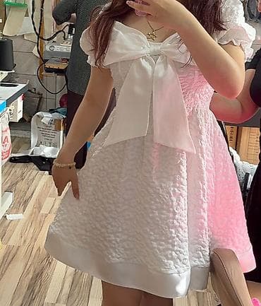 Ağ rəngli mini don – romantik bant detallı - Model: A-kəsim mini don