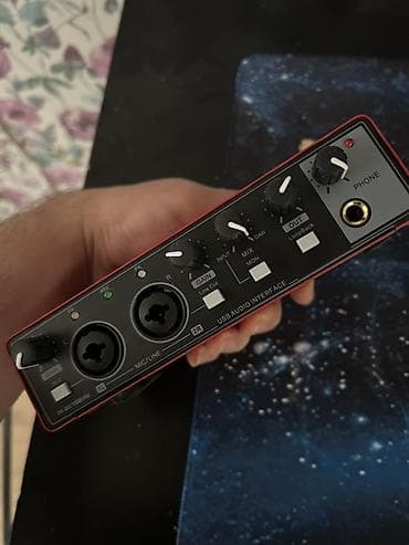 kagiz pullar: USB Audio Interface – 2 giriş / 2 çıxış, 24‑bit/192 kHz – Ön panel — 2