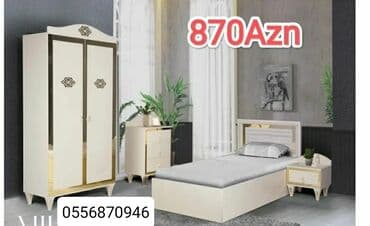 спальная мебель в баку: Двуспальная кровать, Шкаф, Трюмо, 2 тумбы, Азербайджан, Новый — 4