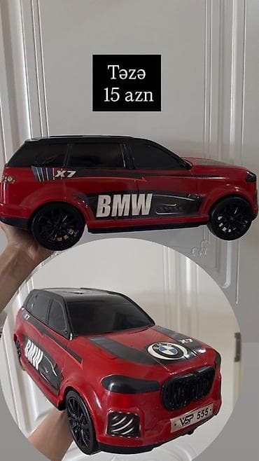 Uşaq üçün oyuncaq maşın – BMW X7 stili - Korpus: qırmızı rəng, qara — 3