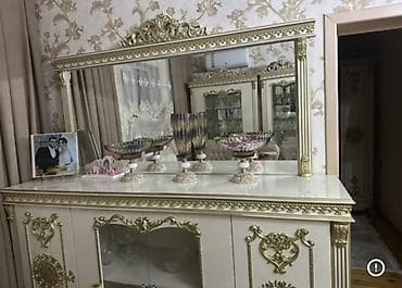 barnı stul: Klassik üslubda dəst mebellər Yemək otağı: - Ağ-krem rəngli, qızılı — 7