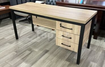 дачный набор стол и стулья: İş masası – loft/industrial tərz - Material: Ağcaqayın tonlarında — 1