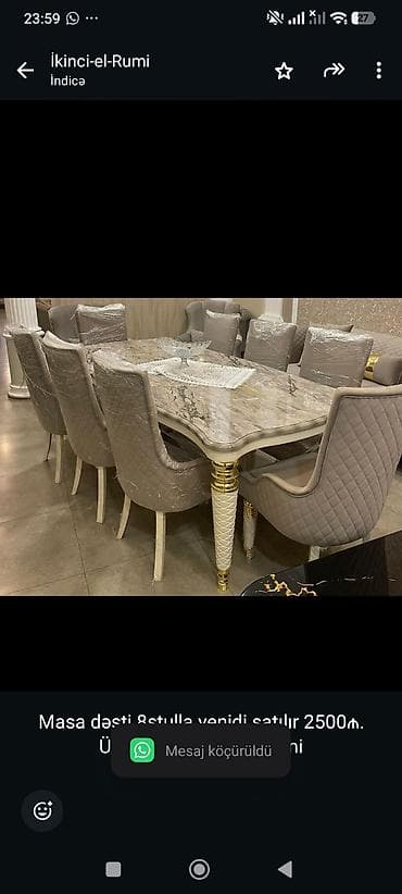 Masa dəsti 8stulla yenidi satılır 2500₼. Ünvan Bakixanov &Rumi — 1