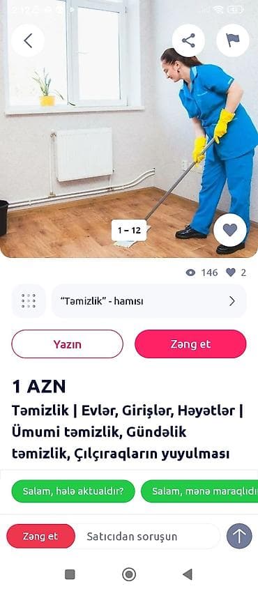 quyu qazan usta: Xidmət: Peşəkar təmizlik Tətbiq sahələri: - Ev və mənzillərin — 4