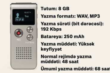 muzkalni sentir gence: Coxfunksiyali rəqəmsal Led ekranli səs yazıcısı.8Gb yaddaşa — 3