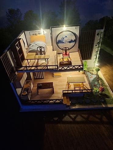toy dekor: Maket ev dekorasiya – iki mərtəbəli Yapon üslubunda diorama 17x30x17 — 3