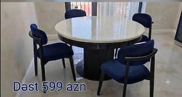 Mətbəx üçün, Yeni, Açılmayan, Yumru masa, 4 stul — 1