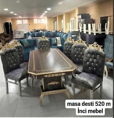 kunc divan: Qonaq otağı üçün, Yeni, Açılan, Dördbucaq masa, 6 stul — 8