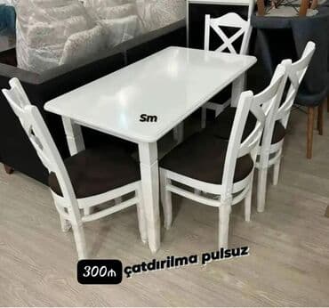 Masa və oturacaq dəstləri: Mətbəx üçün, Yeni, Açılmayan, Dördbucaq masa, 4 stul — 3