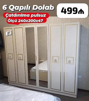 bal: Altıqapılı dolab, güzgülü və qızılı rəngli elementləri ilə. Ölçüləri — 4