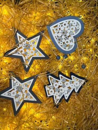 yolka ucuz: (4 ədəd) Yeni il dekoru üçün asılqan bəzəklər dəsti - Formalar — 1