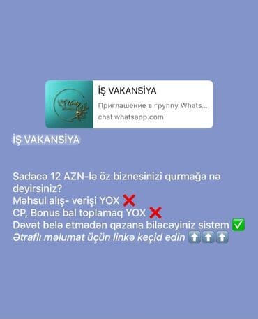 şirniyat işi: Продавец-консультант требуется, Любой возраст, Без опыта, Ежемесячная оплата — 1