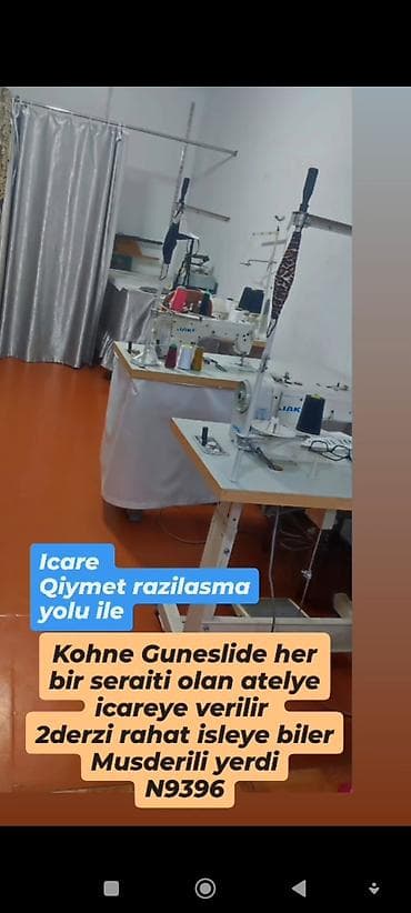 gunəşli: İcarəyə tikiş atelyesi – Köhnə Günəşli - Tam təchizatlı iş yeri: JAKI — 1