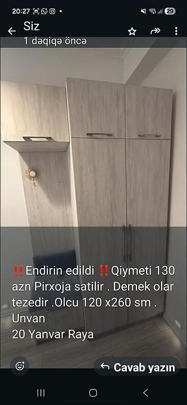 sifonerlər: 2 qapılı, Digər rəng, Digər material, Açılan, Düz dolab — 1