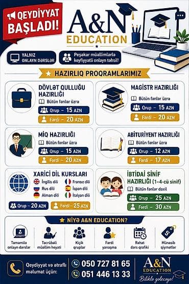 Təlim, kurslar: A&N Education – yalnız onlayn təhsil platforması Hazırlıq — 1